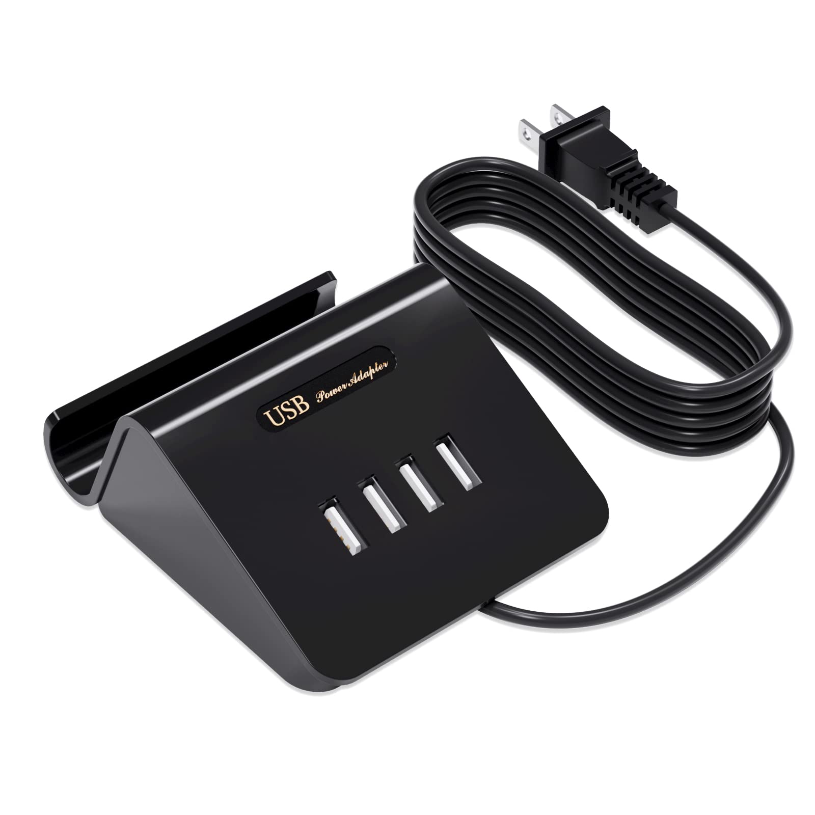 VHBW USB Charger Station 25W 4 Port Multi USB Charging Station for Multiple Devices iPhone, iPad, Android, Samsung, Tablet, Home, Office (ETL Listed, 6FT, Black)