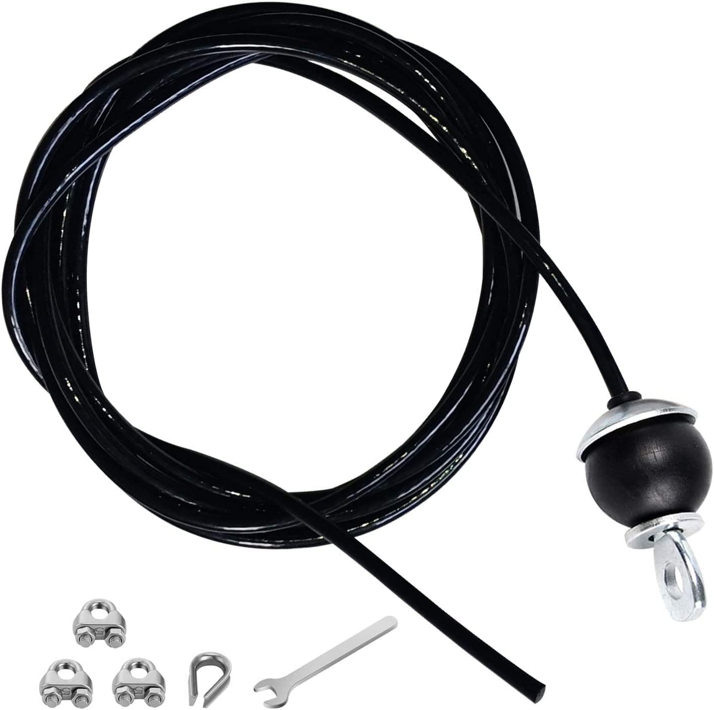 YWINETO Fitness Pulley Cable, 5mm Heavy Duty Steel Wire Rope, Black, 55 inches, 300 Lbs, Fixed Handle, Cable/Pulley Strap, Home Gym, Strength Training Machine Accessory