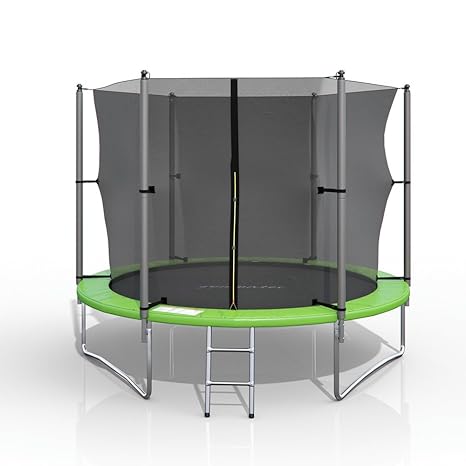 gympatec XL Trampolin Gartentrampolin Komplettset Netz innenliegend Leiter Erdanker Spanngurte 3,05m