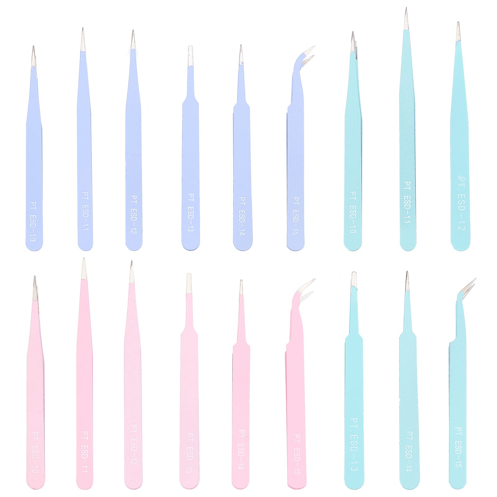 DICOSMETIC 3Sets 3 Colors Stainless Steel Beading Tweezers Sets Precision Hand Craft Tools Straight and Curved Tweezers for Jewelry Making, Craft, Electronics and Laboratory Works