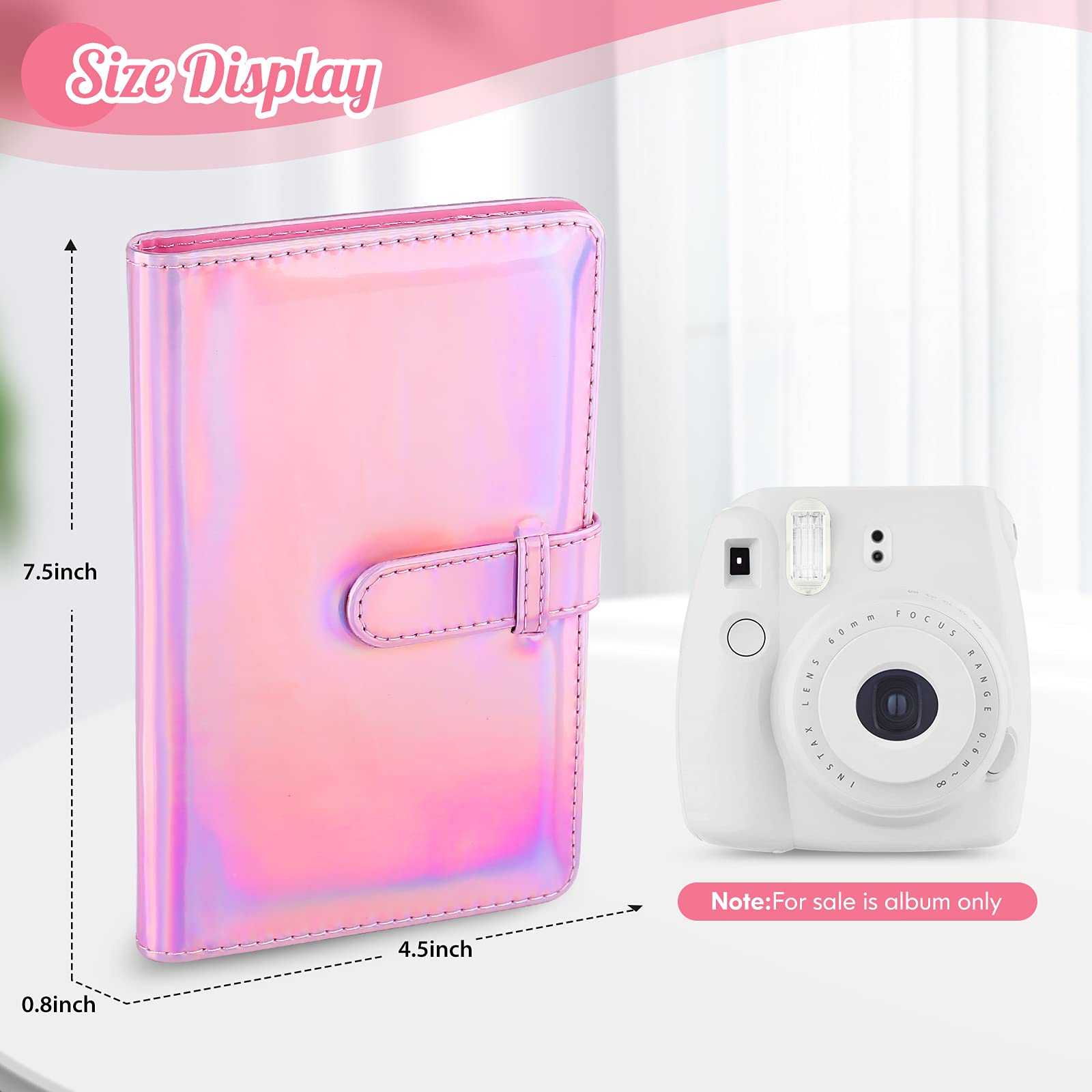Ablus 96 Pockets Photo Album for Fujifilm Instax Mini 11 90 70 9 8+ 8 LiPlay Instant Camera, Polaroid Snap SnapTouch PIC-300 Z2300 Instant Camera & Zip Instant Printer(Magic pink)