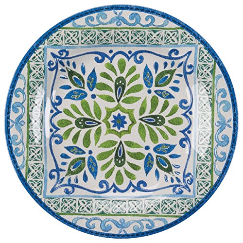 Melamine 12 Piece Dinnerware Set (Blue & Green) - Suitable Indoors and Outdoors