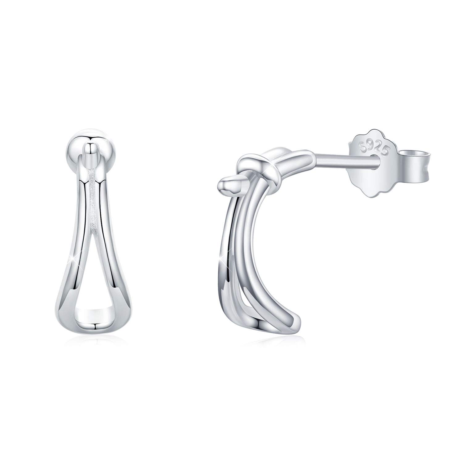 Hoop Earrings 925 Sterling Silver Hypoallergenic Earrings Half Bow Earrings Jewellery Gifts Valentines for Women Teen Girls Boys