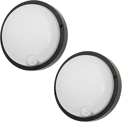 Amazon 人感 明るさセンサー内蔵 Ledポーチライト 玄関灯 廊下灯 壁付 天井付 Ip54簡易防湿型 直径17cm 8w 600lm 電球色 2個セット 屋外ウォールライト