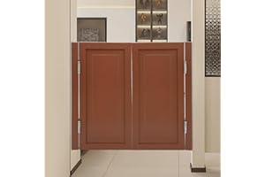 PINELICORN Swinging Doors Cafe Doors, Interior Solid Wood Swing Door with Metal Hinges, Cafe Saloon Doors, Bar Saloon Swinging Doors for Kitchen Stairs Bedroom Entrance Partition (Brown, 35.43" x 35.43")
