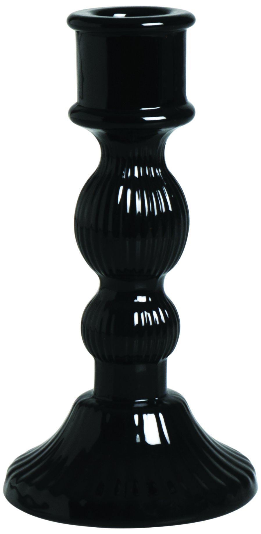 Excelsa Scratch Candlestick, Glass, 8x15x8 cm 8x15x8 cm Spruzzato Nero
