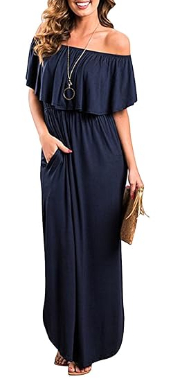 Yidarton Damen Kleider Langarm Casual V-Ausschnitt Kurzarm Split Lange MaxiKleid Strandkleid