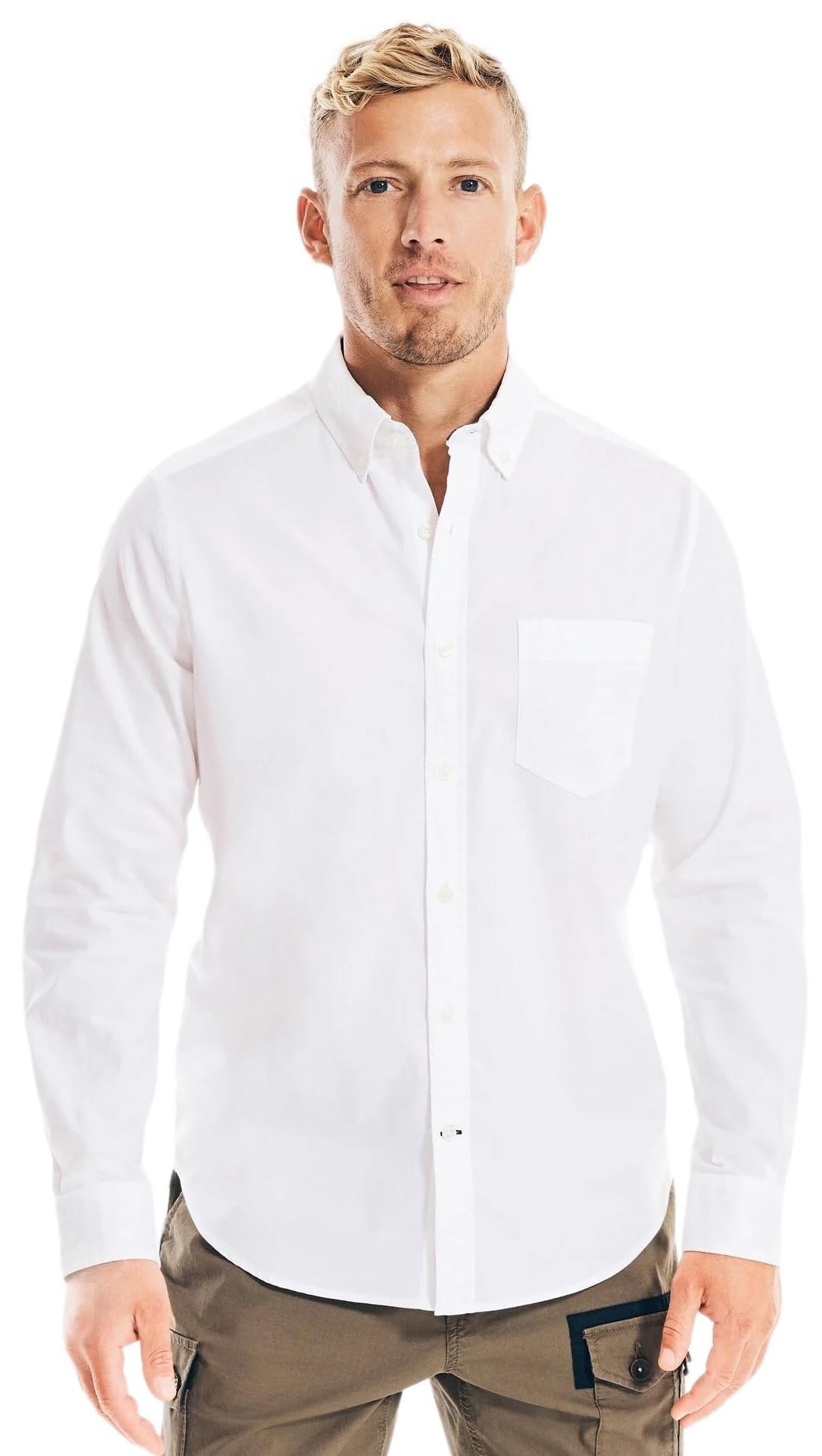 Photo 1 of NAUTICA Men's Classic Fit Oxford Long Sleeve Button Down Shirt, White, L