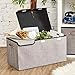 EZOWare Extra Large [3-Pack] Linen Fabric Foldable Storage Cubes Bin Box Containers with Lid and Handles - Light Gray For Home, Office, Nursery, Closet, Bedroom, Living Room (24x12x12inch)