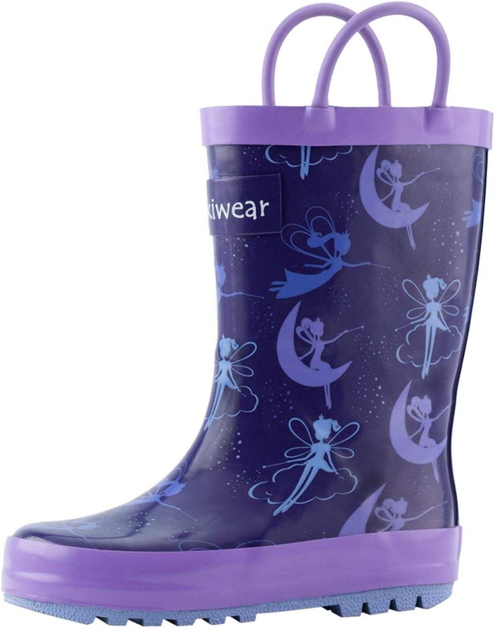 OAKI Kids Waterproof Rubber Rain Boots with Easy-On Handles