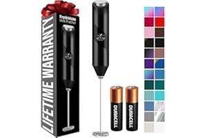 Zulay Kitchen Powerful Milk Frother Handheld with 2 Duracell AA Batteries – Ultra Fast Frother Wand Electric Drink Mixer for Coffee, Lattes, Cappuccinos, Matcha & Hot Chocolate – Portable Foam Maker