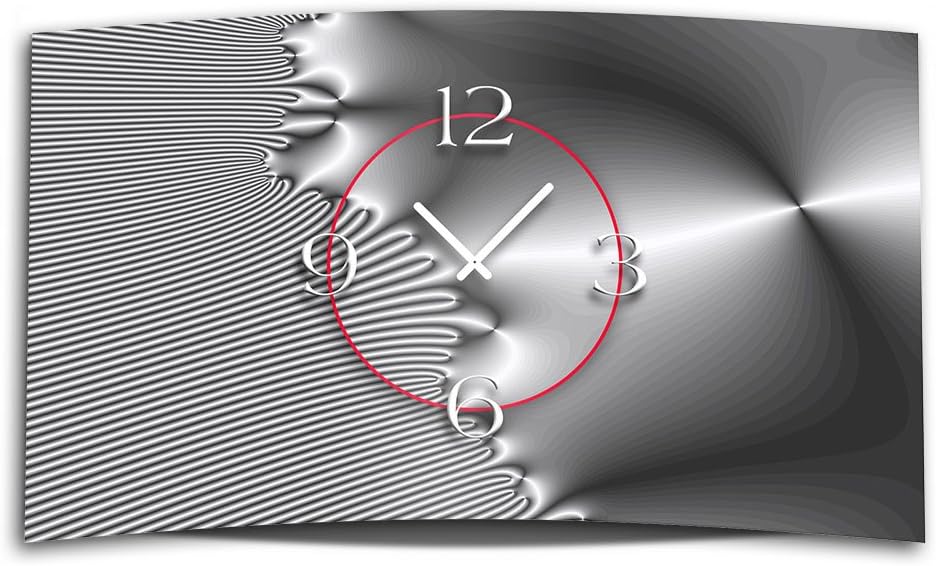 Digital Art Metallic Grey Designer Wall Clock Fashion Wall Clocks Design 28 cm x 48 cm Silent No Ticking Dixtime 3D 0282