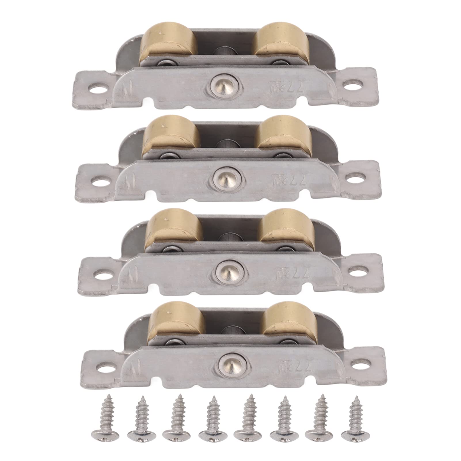 Sliding Door Roller Assembly, Stainless Steel Sliding Door Wheel with 8 Screws Durable Screen Roller Replacements for Home Office (Flat Wheel)