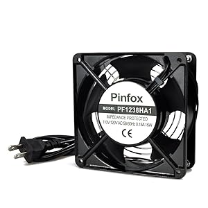 Pinfox 110V AC High Speed Cabinet 1238 Cooling Fan, 120mm x 120mm x 38mm, 115V 120V Dual Ball Bearings for Incubator, Home Brewing (120mm x 120mm x 38mm)