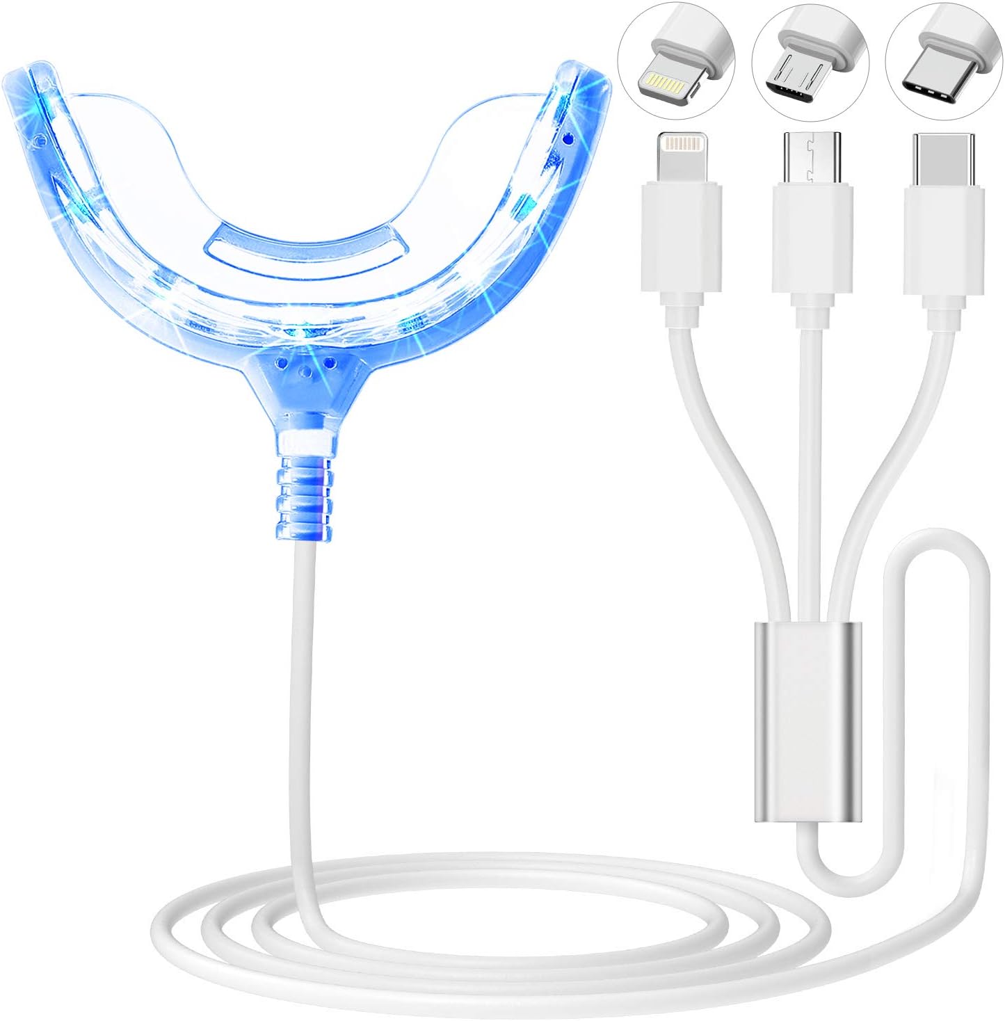 Teeth Whitening Light, PHOEBE New Upgrade 16 LED Teeth Whitening Accelerator Light Mouth Tray Teeth Whitening Enhancer Light Trays Connected with iPhone/Android/Type-C for Home Use: Health & Personal Care