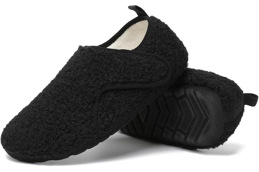 LOIRIT Fleece-Lined Slippers Socks — Warm, Fuzzy Indoor/Outdoor Slip-Ons with Rubber Sole