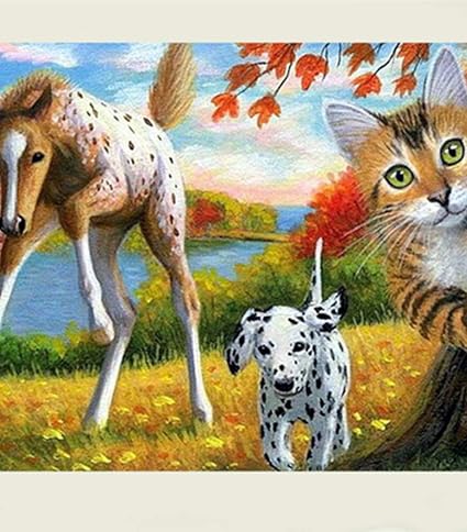 Wazhcy Peinture En Chiffres Dalmatien Chat Avec Pinceau Decoration De La Maison Pour Adultes Et Enfants 40 X 50 Cm Sans Cadre Amazon Fr Cuisine Maison