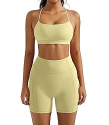 OMKAGI 2 Piece Workout Sets for Women Open Back