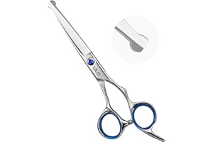 ULG Hair Cutting Scissors for Kids, 6.5” Safety Round-Tip Hair Scissors for Baby Toddler Children Hair Cutting and Trimming, Ergonomic Offset Handles, 100% Japanese Stainless Steel, Ultra Sharp