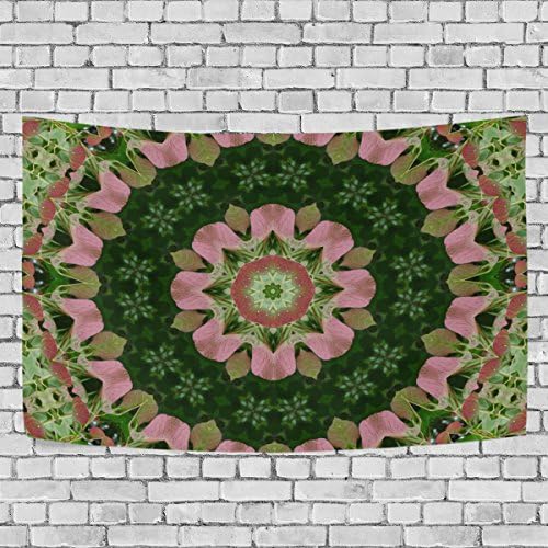 Sunlome Hippie Mandala Bohemian Psychedelic Home Decor, Pink And Green Mandala Flower Pattern Tapestry Wall Decor Art for Living Room Bedroom Decoration 60 X 40 Inches