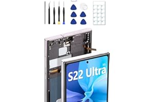 JQYDZH OLED for Samsung Galaxy S22 Ultra 5G Screen Replacement OLED Display Touch Screen Digitizer Assembly Supports Fingerprint with Frame + Tools + Replacement Guide (Silver)