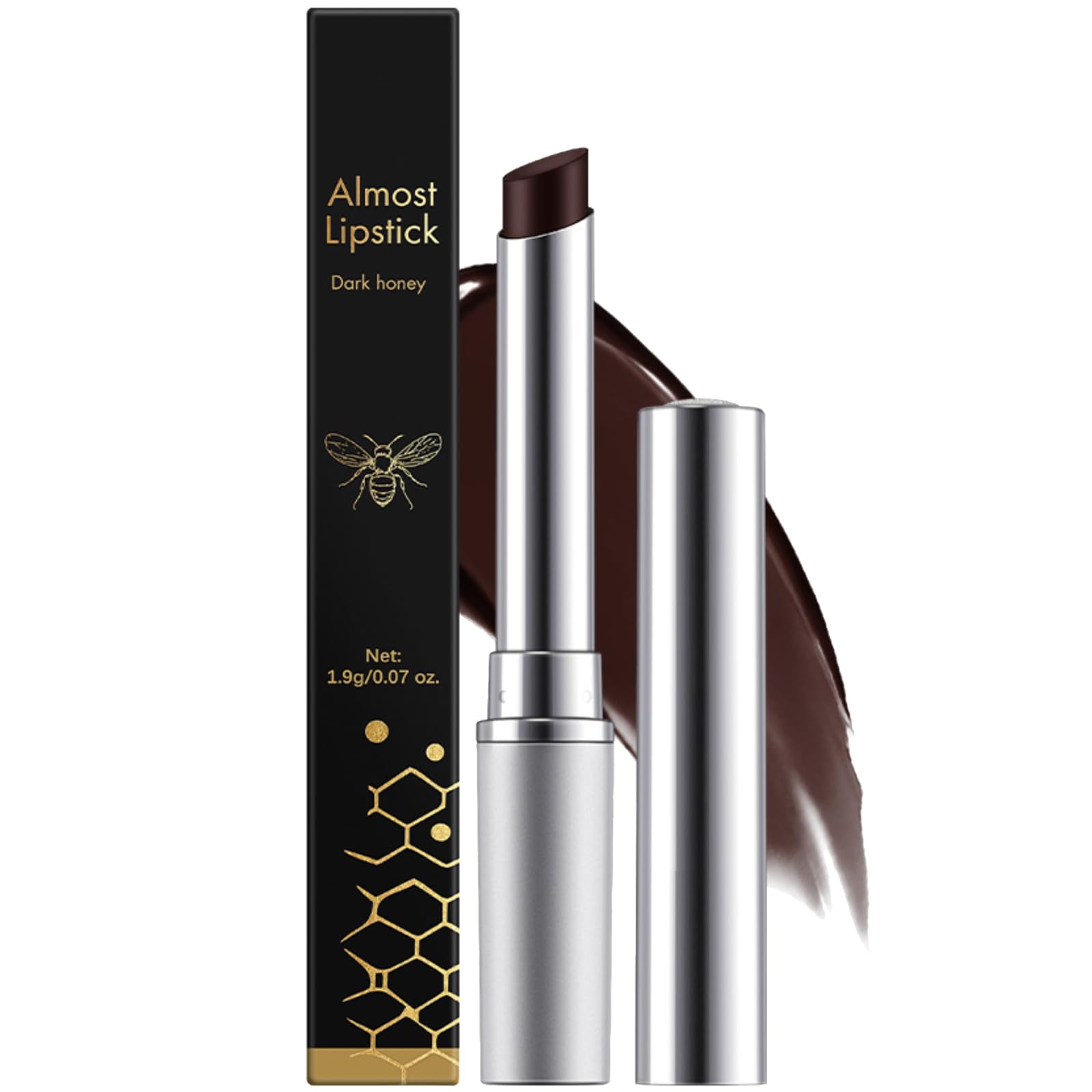 Black Dark Honey Lipstick, Almost Honey Balm Black Color Lipstick Tinted Lip Balm, Natural Deeply Moisturising Hydrating Long-Lasting Lip Plumping Lip Care for Dry Lips