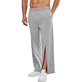 Deyeek Tear Away Pants for Men Full Zipper Legs Sweat Pants Mens Open Bottom Sweatpants Breakaway Cotton Post Surgery Pants