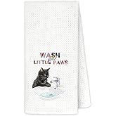 EVER-GOING TUNE Cute Black Cat Bathroom Hand Towels for Kids,Cat Lover Mom Gifts Decorative Hand Towels for Bathroom Washroom,Funny Kitchen Dish Tea Towels,16x24 Inch