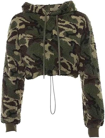 Camo crop top hoodie Clearance
