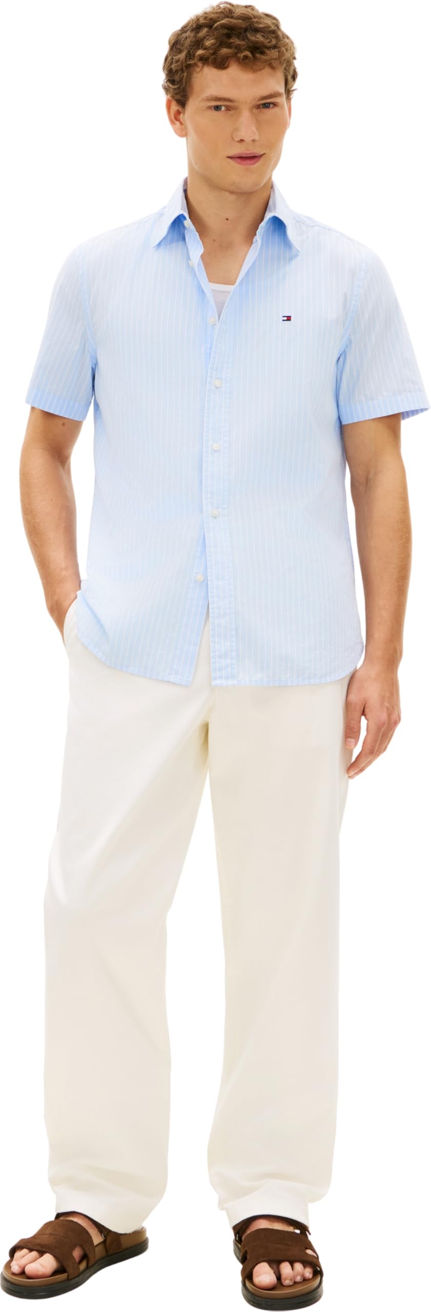 Tommy Hilfiger Herren Hemd Flex Poplin aus Baumwolle, Blau (Sweet Blue/Stripe), L 4