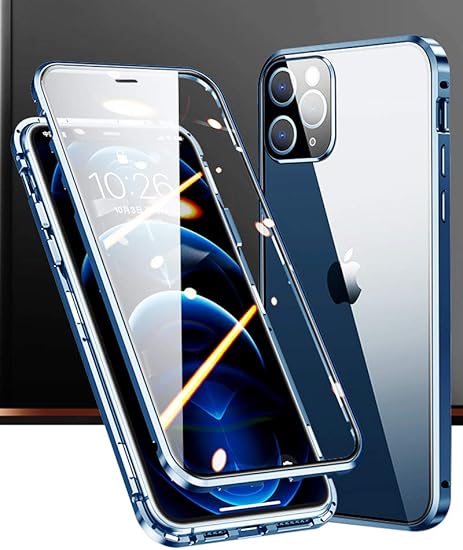 Amazon Co Jp 最新アップグレード版 アイフォン12プロマックス ケース Iphone12 Pro Max 対応 Uovon スマホケース 360 全面保護 アルミバンパー 両面ガラスケース カメラレンズ保護 クリアカバー ダークブルー 家電 カメラ