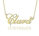 Clara Heart Name Necklace 18k Gold Plated Stainless