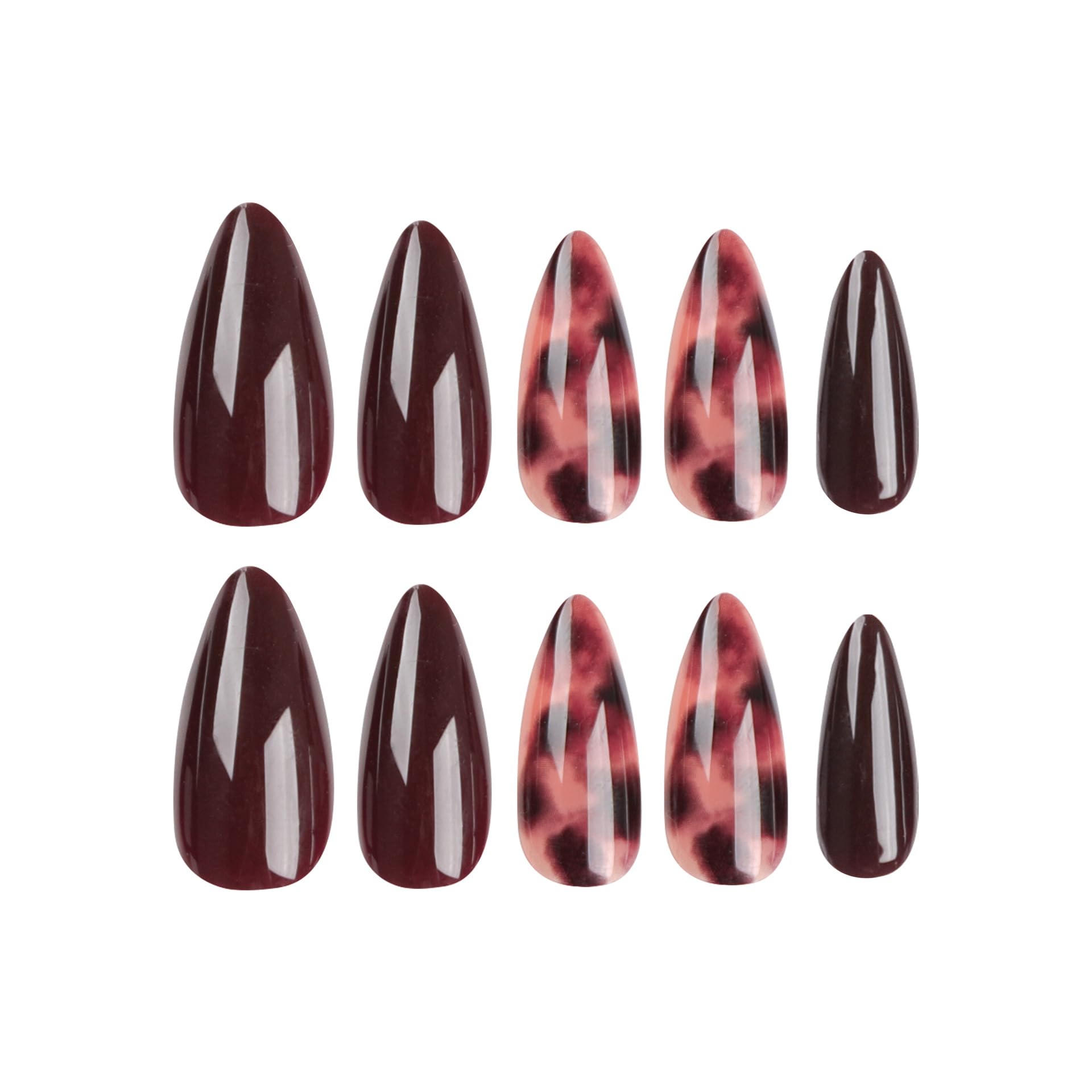Almond Press on Nails Brown Fake Nails Medium False Nails with Leopard Print Designs Brown Glue on Nails Autumn Stick on Nails Full Cover Almond Thanksgiving Acrylic Nails Glossy Artificial Nails - Image 5