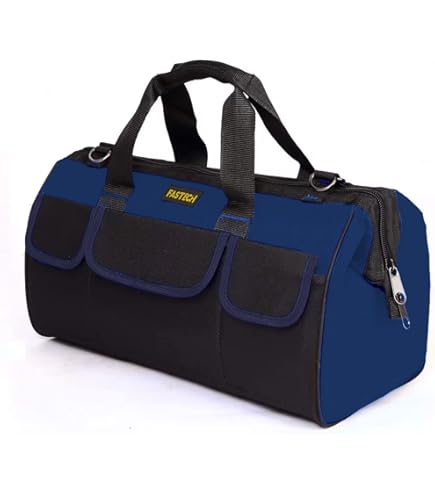 FASTECH - Bolsa De Herramientas De Boca Ancha De 22 Pulgadas Con Base Moldeada A Prueba De Agua, Bolsa De Mano Para Herramientas De Boca Ancha, Bolsa Organizadora De Herramientas Impermeable Para