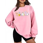 UYIQL Magical Kingdom Sweatshirts for Women Oversized Castle Graphic Pullovers Crewneck Long Sleeve Tops