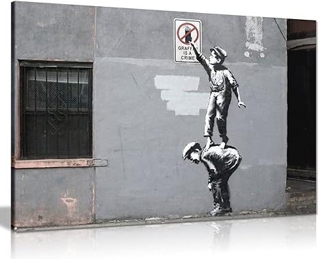 Amazon Com Banksy Graffiti Is A Crime Canvas Wall Art Picture Print 24x16in Posters Prints