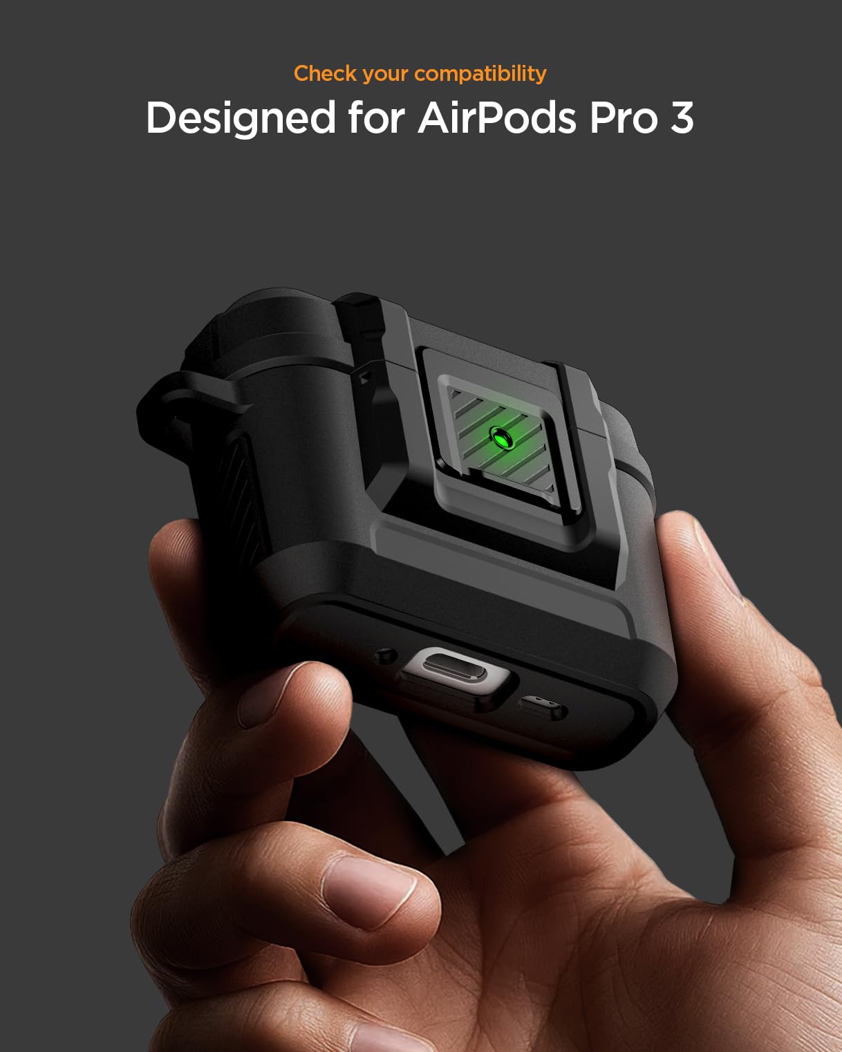 Spigen for AirPods Pro 3 Case, Lock Fit Compatible with AirPods Pro 3rd Generation Case (2025), One Touch Open with Secure Locking Clip - Matte Black