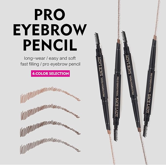 Light Brown Eyebrow Pencil Rotatable Design with Brush Long Lasting
