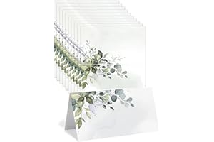 100pcs Elegant Green Leaves Wedding Place Cards - Thick Tented Name Card for Weddings, Parties, Receptions,Birthday ，Corporat