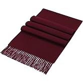 Persmileful Cashmere & Wool Scarf Solid Color Thin Lightweight Scarf for Men and Women in Cold Weather with Gift Box