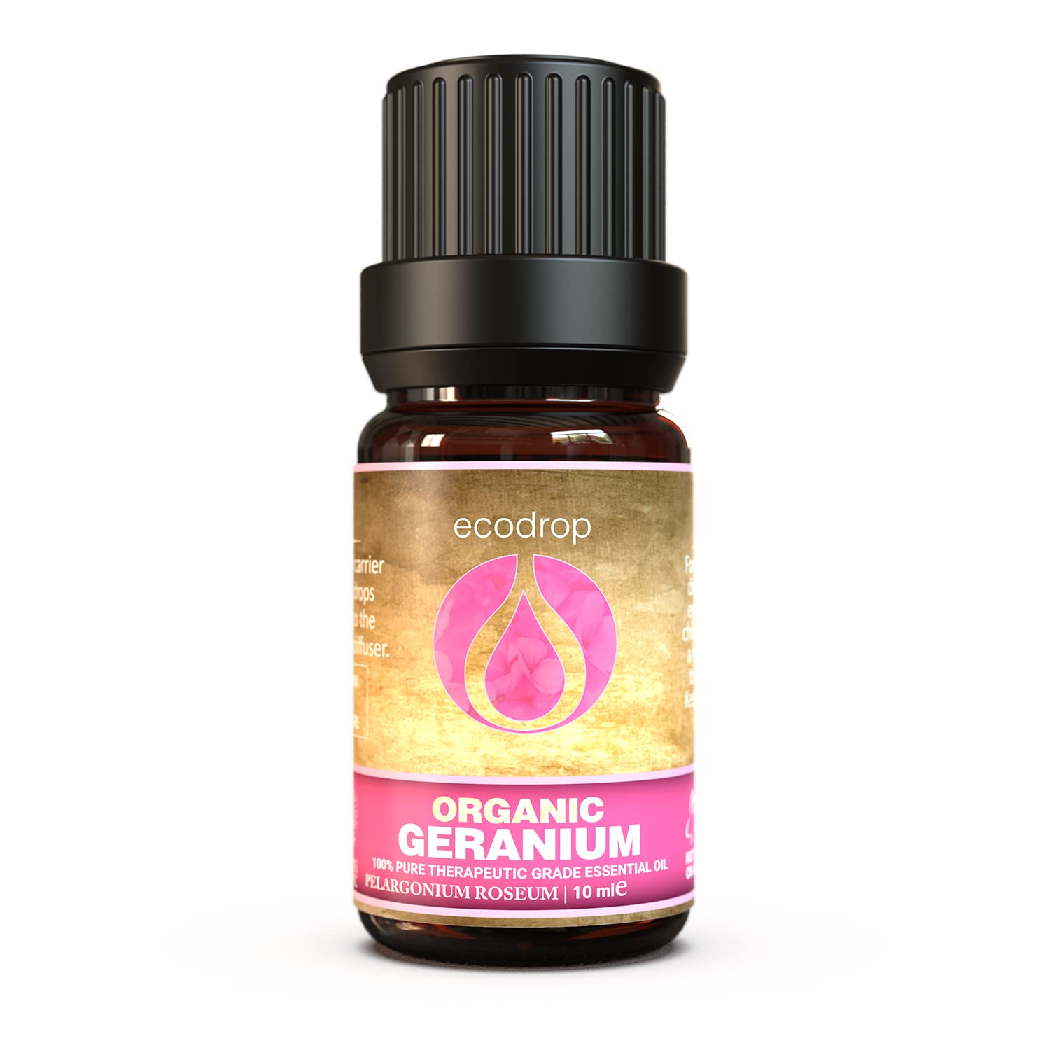 Geranium Essential Oil, Cosmos Certified Organic, Top Grade, Egyptian, 100% Pure for Aromatherapy, Massage, Diffusers & Bath - 10ml, Free E-Book Included