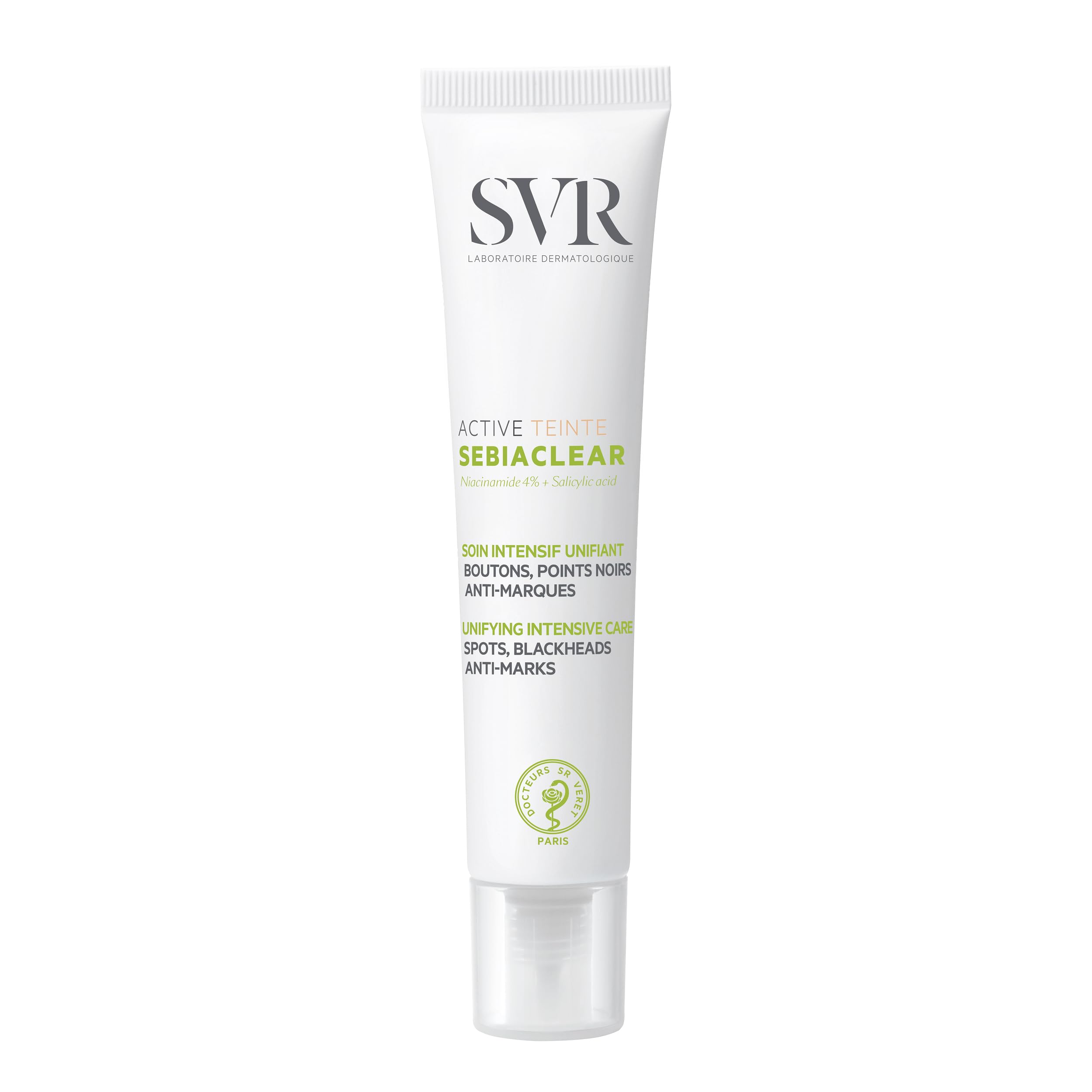SVR SEBIACLEAR Active - Anti-Blemish Face Gel-Cream for Acne-Prone, Oily, Combination Skin, Intensive Corrector for Whiteheads, Blackheads and Redness, 40ml (TInted)
