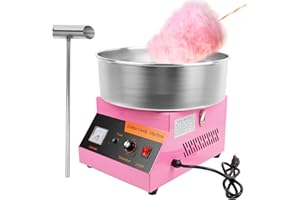 NBYTLT Commercial Cotton Candy Machine, 1000W Candy Floss Machine, Pink Electric Cotton Candy Maker with Sugar Scoop, Stainle