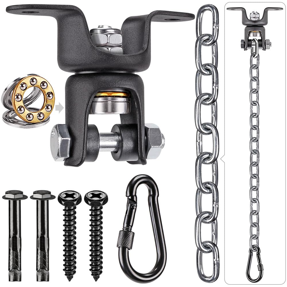 BeneLabel Celing Hanger 360° Swivel Hammock Swing Hanging Hardware Bearing 1.2M Chain Plastic Bracket Gourd-shaped Carabiner Set for Indoor Outdoor Playground Chair Yoga Rope Punching Bags, 600lbs