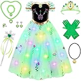 Meland Princess Dress Up for Girls - Light Up Princess Dress for Role Play, Halloween Costume for Toddler Girls 3-10