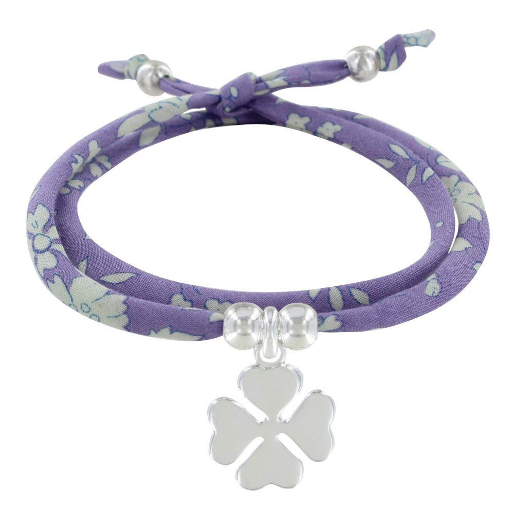 LES POULETTES BIJOUX - Double Round Link Bracelet liberty and Silver 925 Lucky Charm - Colors - Purple — image 1