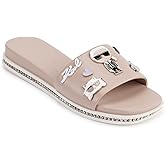 KARL LAGERFELD womens Jeslyn Flat Sandal Slide With Pins