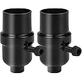 Venforze 3-Way Lamp Socket Replacement,E26 Base UL Listed, Turn Knob for Low-Medium-High Light Settings, Lamp Parts for Table Lamp Repair(2 Packs Black)