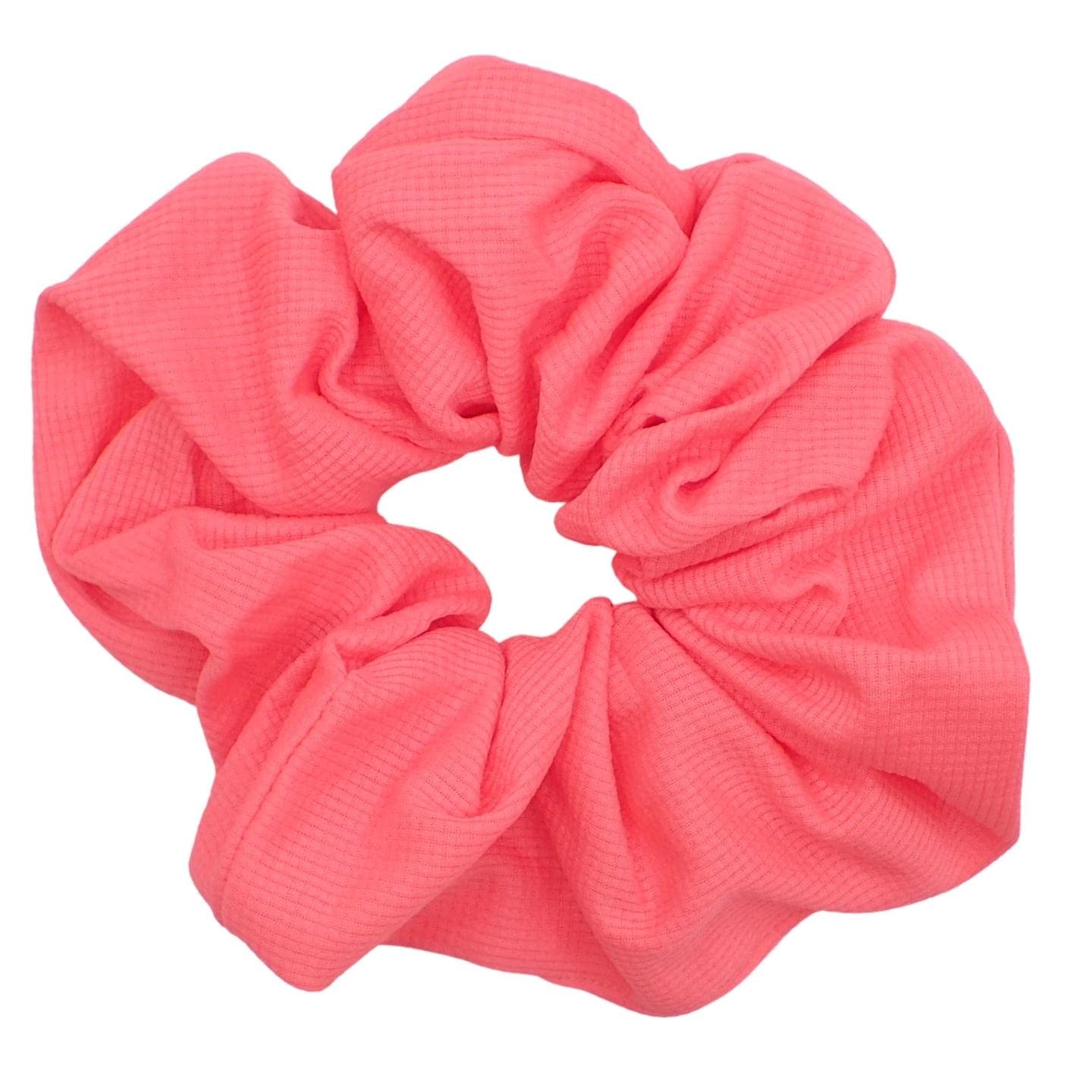 Topkids Accessories Large Bright Neon Waffle Fabric Scrunchie for 80’s Costume or Neon Raves, Club Scrunchie, Bright Scrunchies for Girls & Women (Neon Pink)