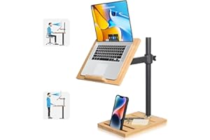 wishacc Laptop Stand Wood Adjustable Height with Phone Slot Holder, Laptop Raised Stand for Desk, Laptop Riser Stand of Elevated Stand, Tall, Strong and Airflow Even for 17 inch (13.2 x 9.2 inches)